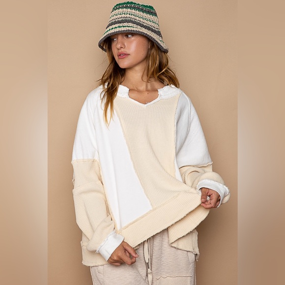 # 98 CLOSEOUT FIRM 🌸New! Pol Oversized Color Block Sweatshirt Pullover - Picture 2 of 5